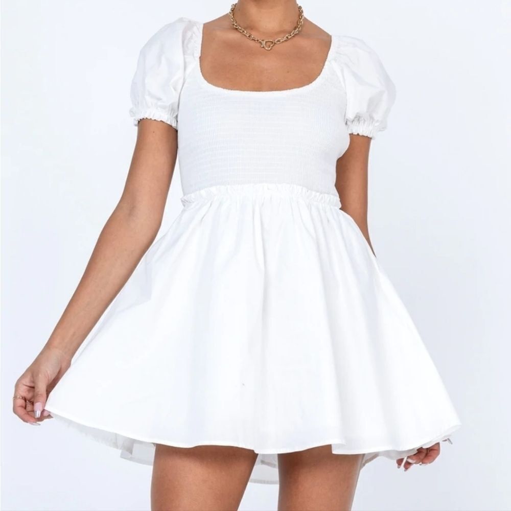 Princess Polly Everyday Sunshine Cotton Puff Sleeve Fit & Flare Mini Dress 4US